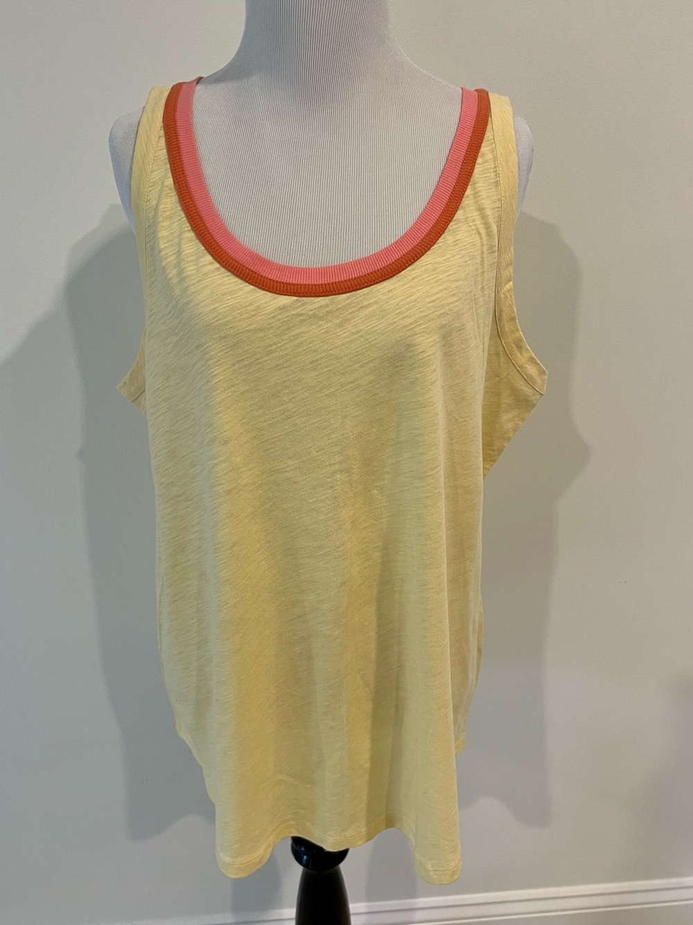 NWT Loft Outlet Yellow Pink and Orange Cotton Tank Top Womens Sz XL